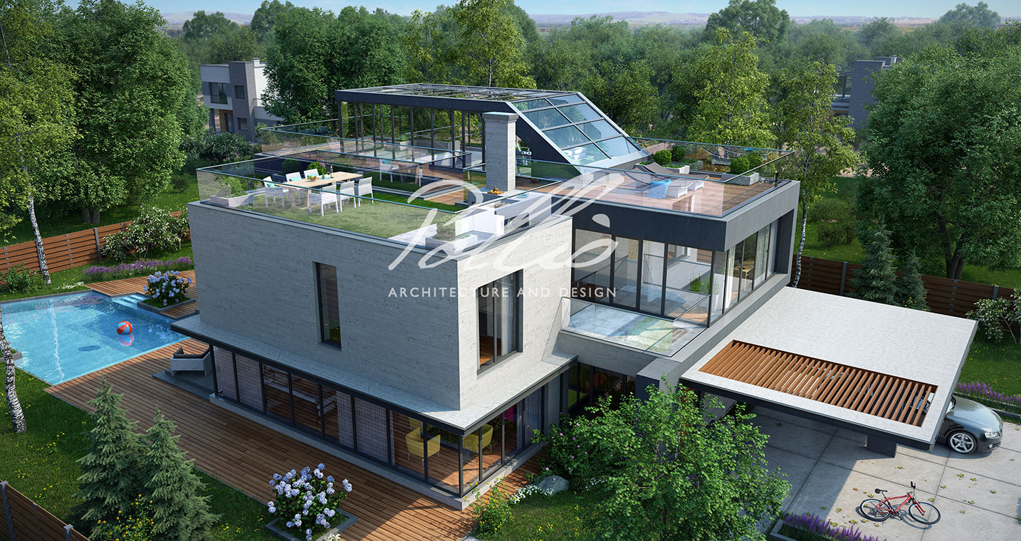 Проект дома с плоской крышей X8 от студии Pollio