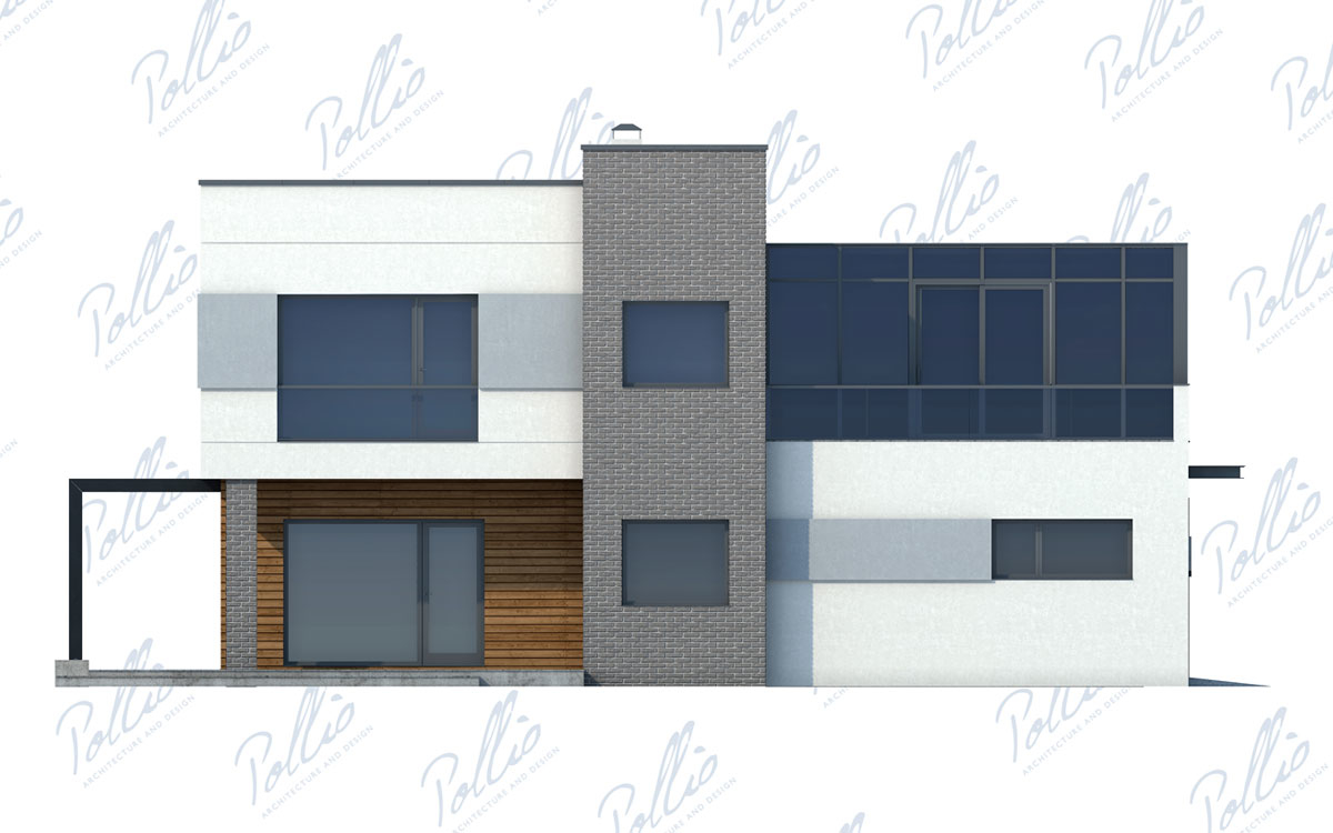 X5 - Проект двухэтажного дома 12 х 14 в стиле хай-тек из газобетона с гаражом и зимним садом / 7