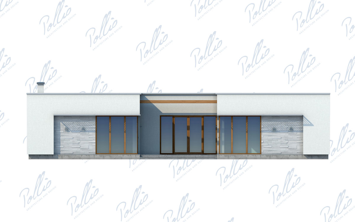 X7 - Проект одноэтажного дома 17 х 18 из газобетона с гаражом и плоской крышей / 7