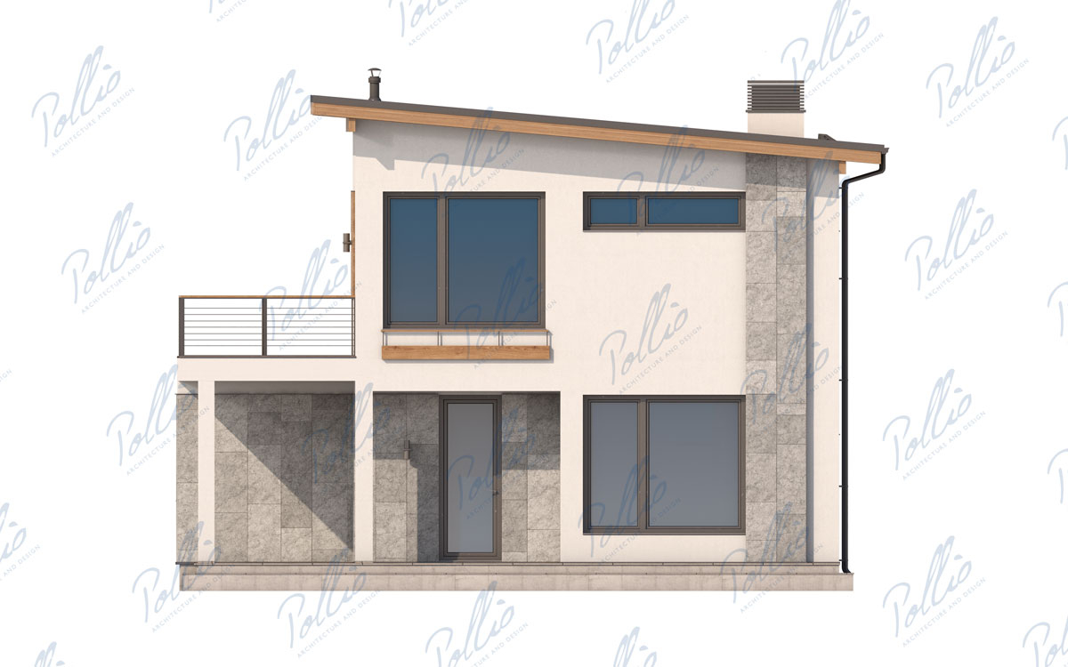 X19A - Проект двухэтажного дома 10 х 10 с односкатной крышей, террасой и вторым светом / 5