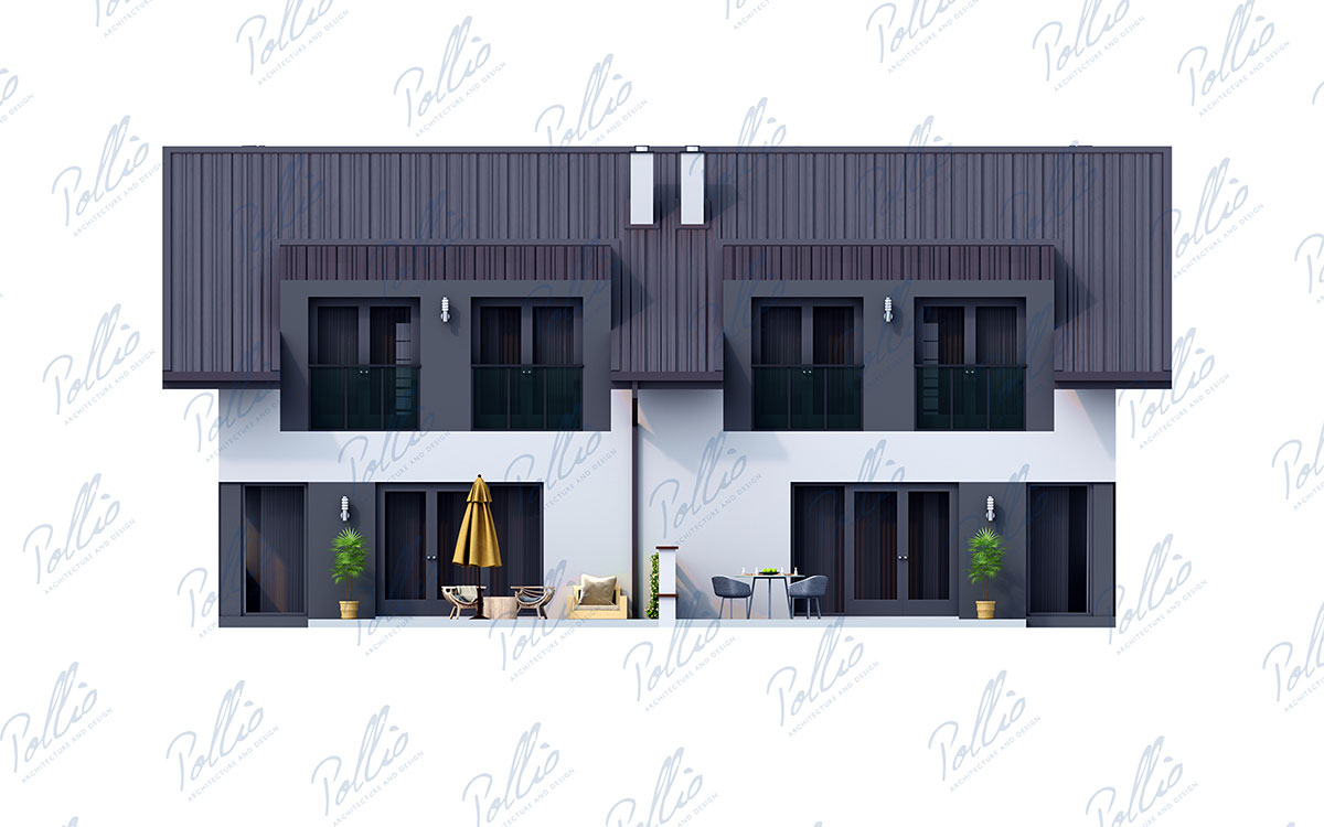 Xb4 - Проект двухэтажного дуплекса 16 х 11 из каркаса с гаражом под одной крышей и 4 спальнями / 15