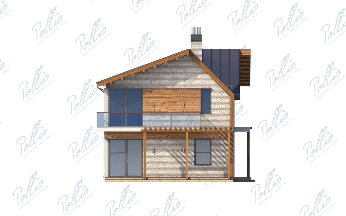 X13 - Проект двухэтажного дома 15 х 8 для узкого участка с 4 спальнями и кабинетом / 7