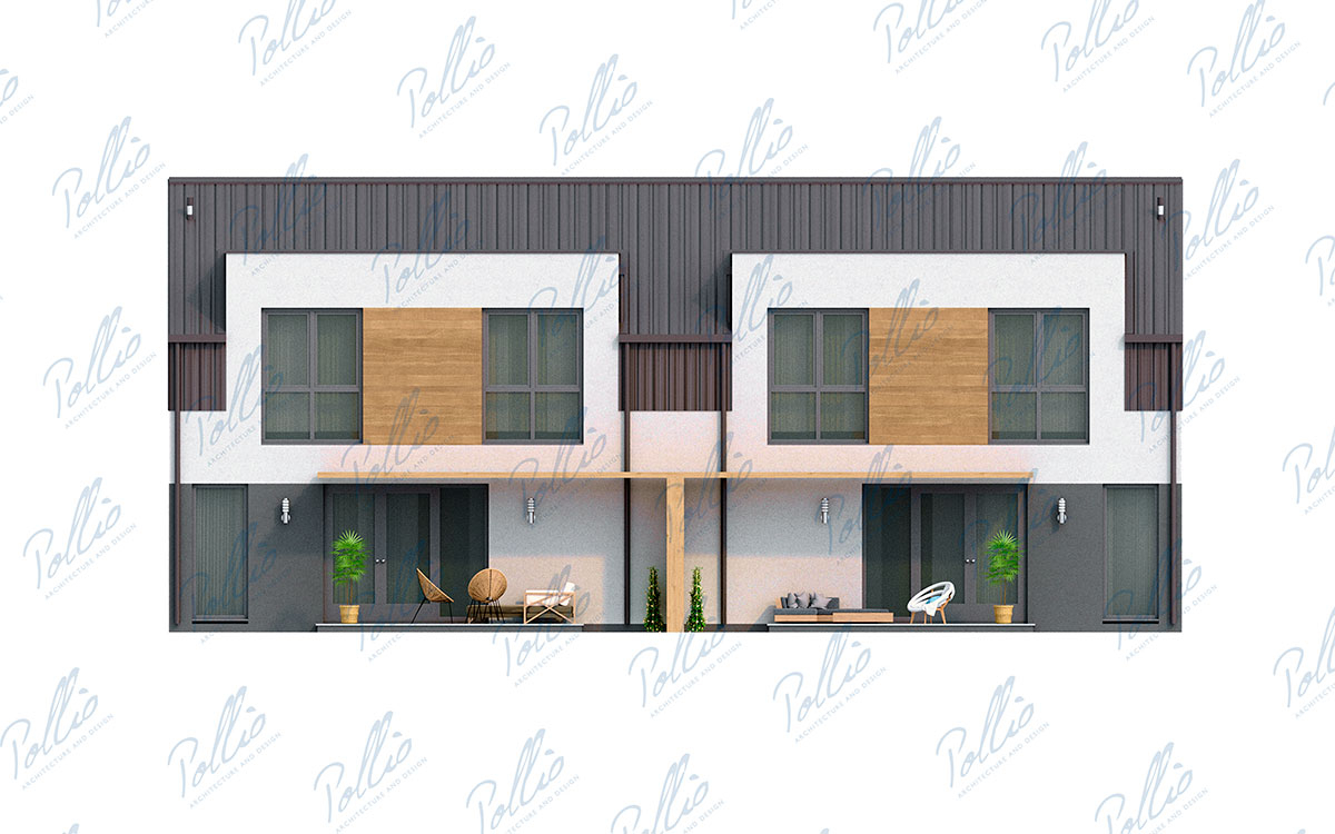 Xb5 - Проект двухэтажного дуплекса 17 х 11 из каркаса с мансардой, гаражом и 4 спальнями / 8
