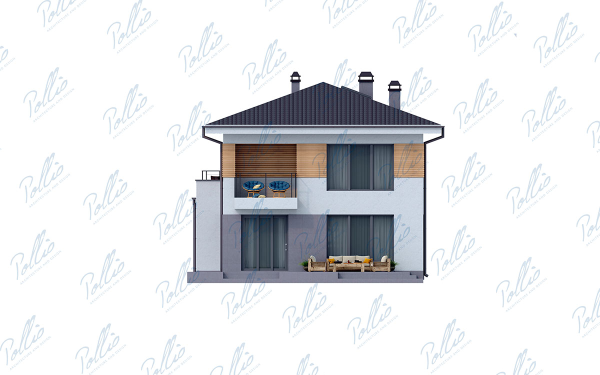 X38 - Проект двухэтажного дома 15 х 10 из газобетона с гаражом, 3 спальнями и террасой / 5