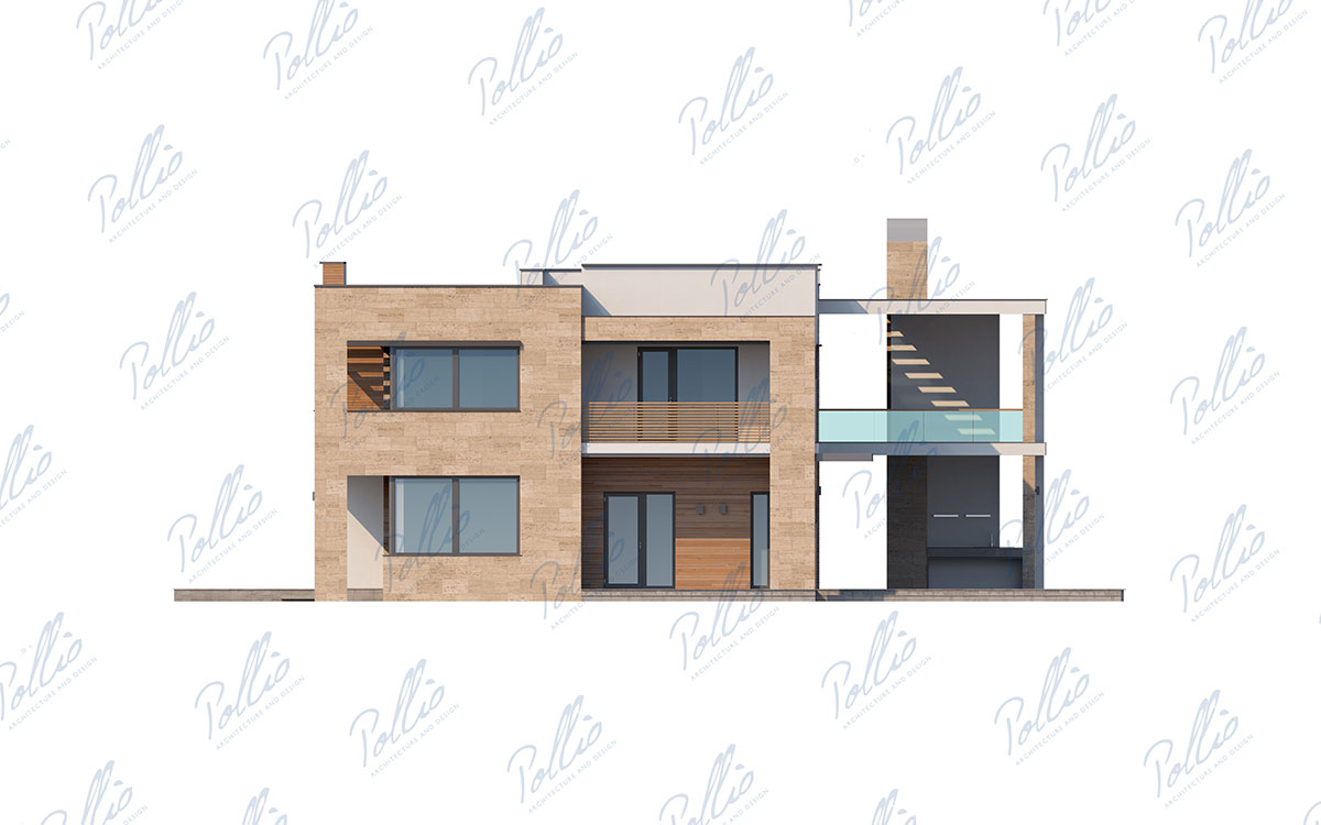 X23 - Проект двухэтажного большого углового дома с цокольным этажом и вторым светом / 6