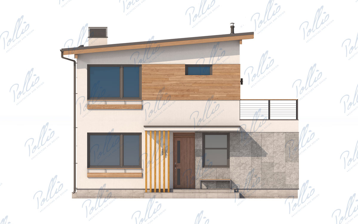 X19A - Проект двухэтажного дома 10 х 10 с односкатной крышей, террасой и вторым светом / 3