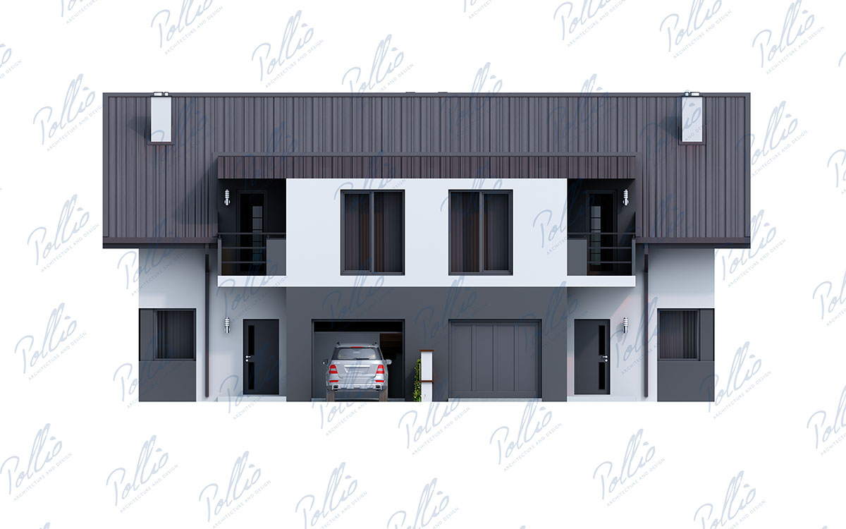 Xb4 - Проект двухэтажного дуплекса 16 х 11 из каркаса с гаражом под одной крышей и 4 спальнями / 13