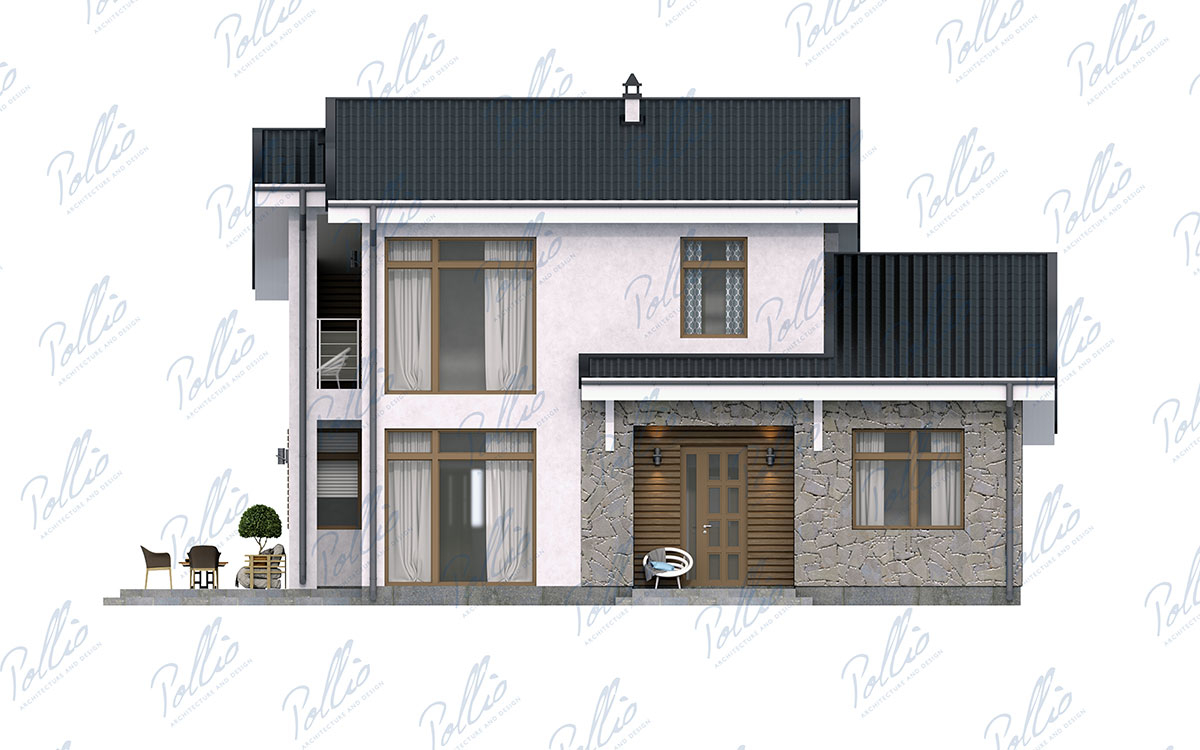 X42 - Проект двухэтажного дома 13 х 12 из газобетона с мансардой, 5 спальнями и террасой / 3