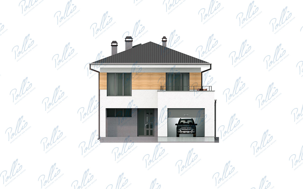 X38 - Проект двухэтажного дома 15 х 10 из газобетона с гаражом, 3 спальнями и террасой / 3
