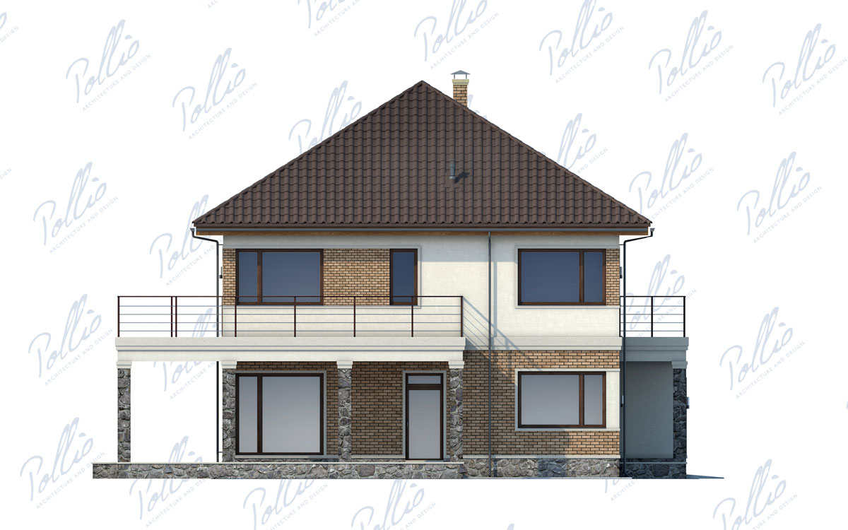 X3 - Проект двухэтажного дома 13 х 13 из газобетона с гаражом, 3 спальнями, кабинетом и угловой террасой / 8
