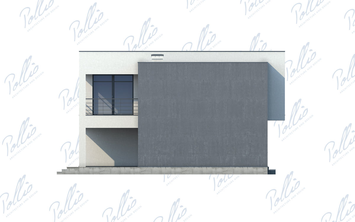 X10 - Проект двухэтажного дома хай-тек 19 х 12 с плоской крышей, гаражом, зимним садом и большими окнами / 8