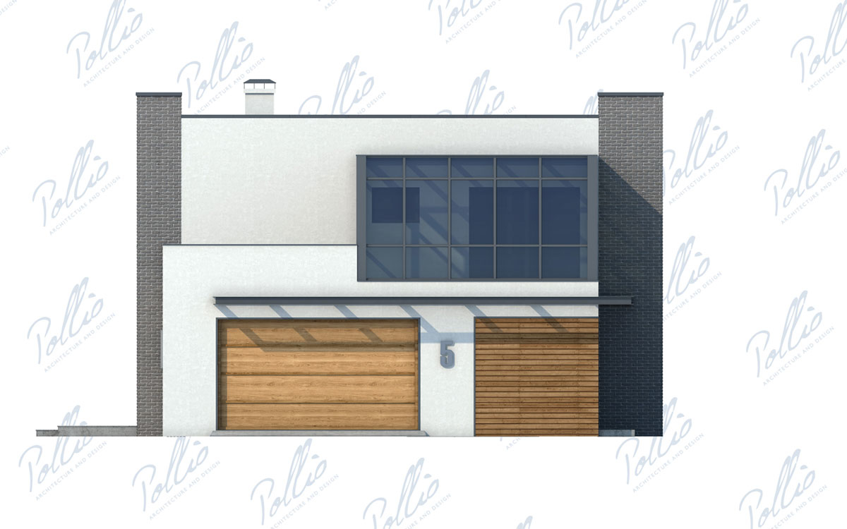 X5 - Проект двухэтажного дома 12 х 14 в стиле хай-тек из газобетона с гаражом и зимним садом / 8