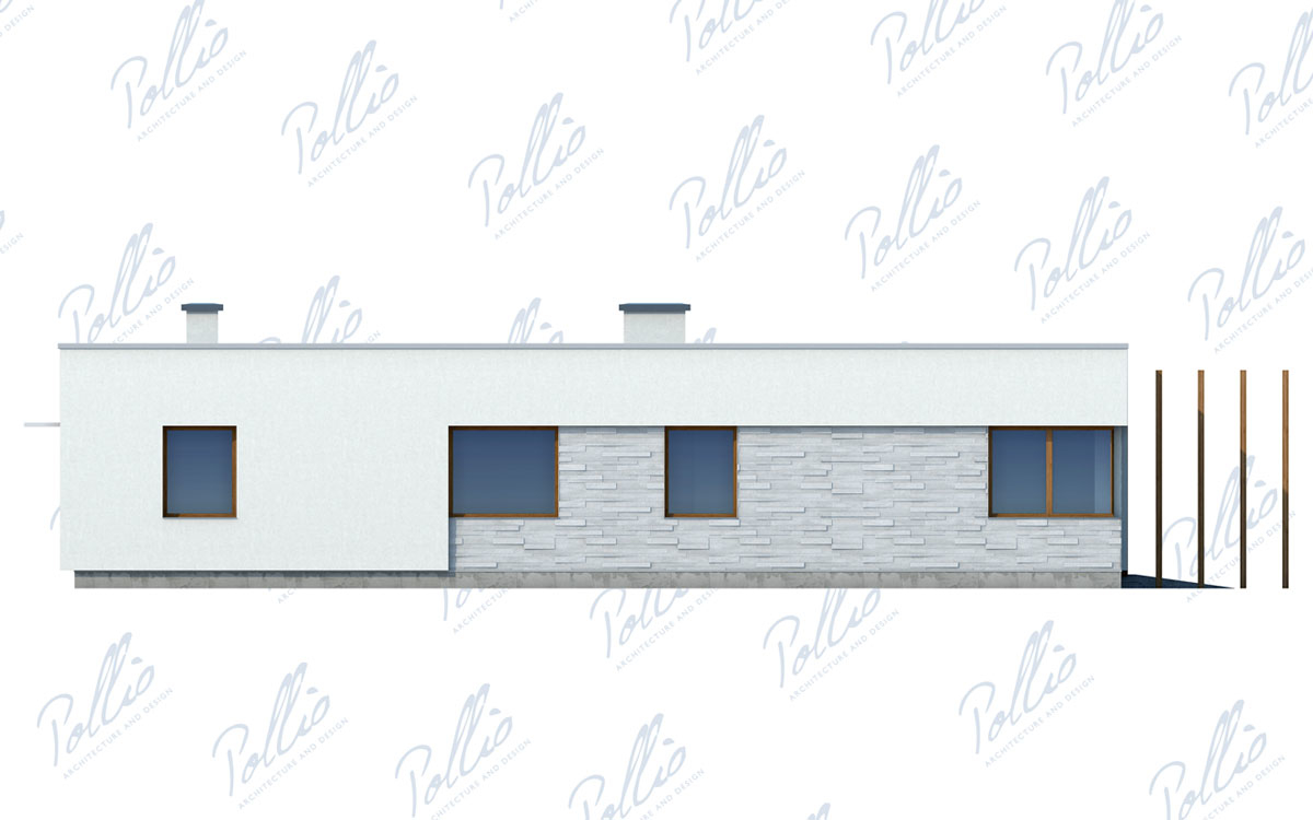 X7 - Проект одноэтажного дома 17 х 18 из газобетона с гаражом и плоской крышей / 8