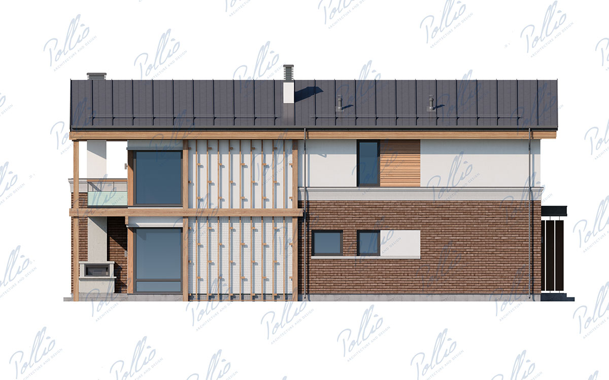 X25 - Проект двухэтажного дома 9 х 15 для узкого участка со вторым светом / 9
