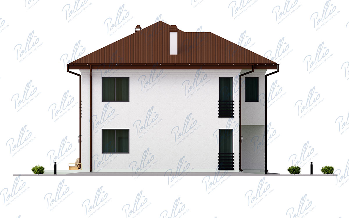 X30 - Проект двухэтажного дома 11 х 11 из газобетона с 4 спальнями и террасой / 6