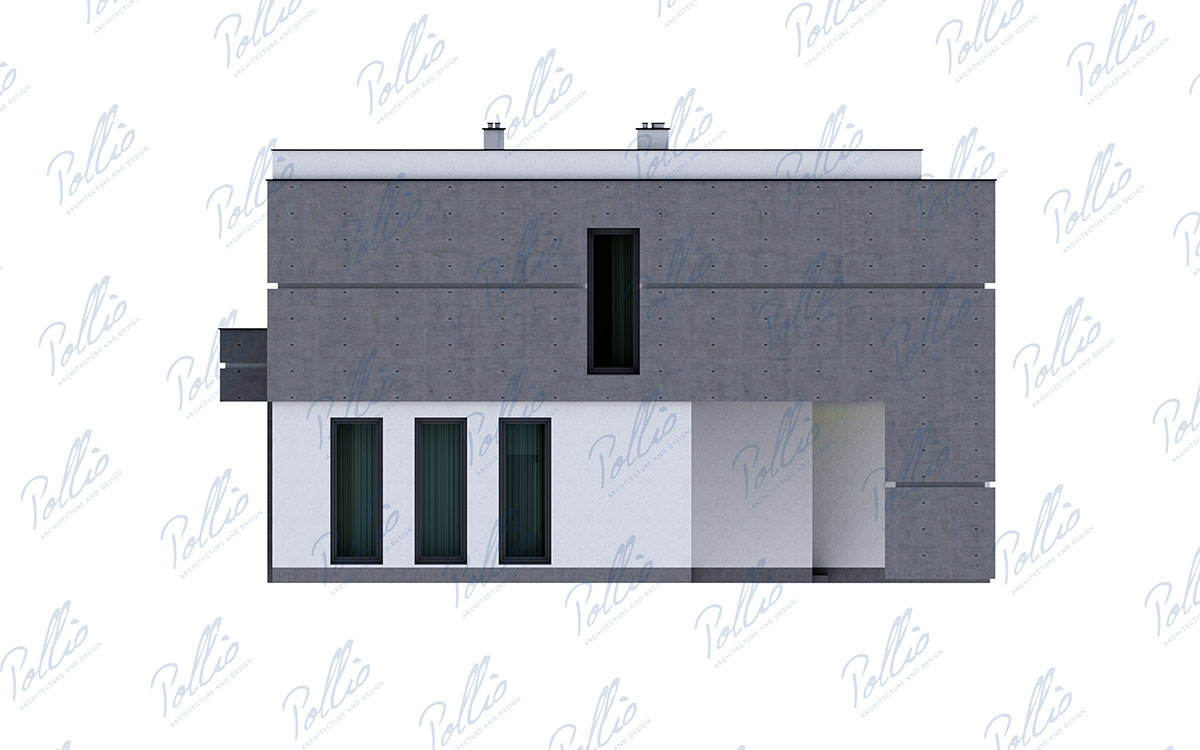 X27 - Проект двухэтажного дома 16 х 10 в стиле хай-тек с прямой крышей и 3 спальнями / 6