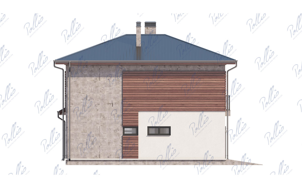 X4A - Проект двухэтажного дома 14 х 12 из газобетона с гаражом и барбекю на террасе / 15