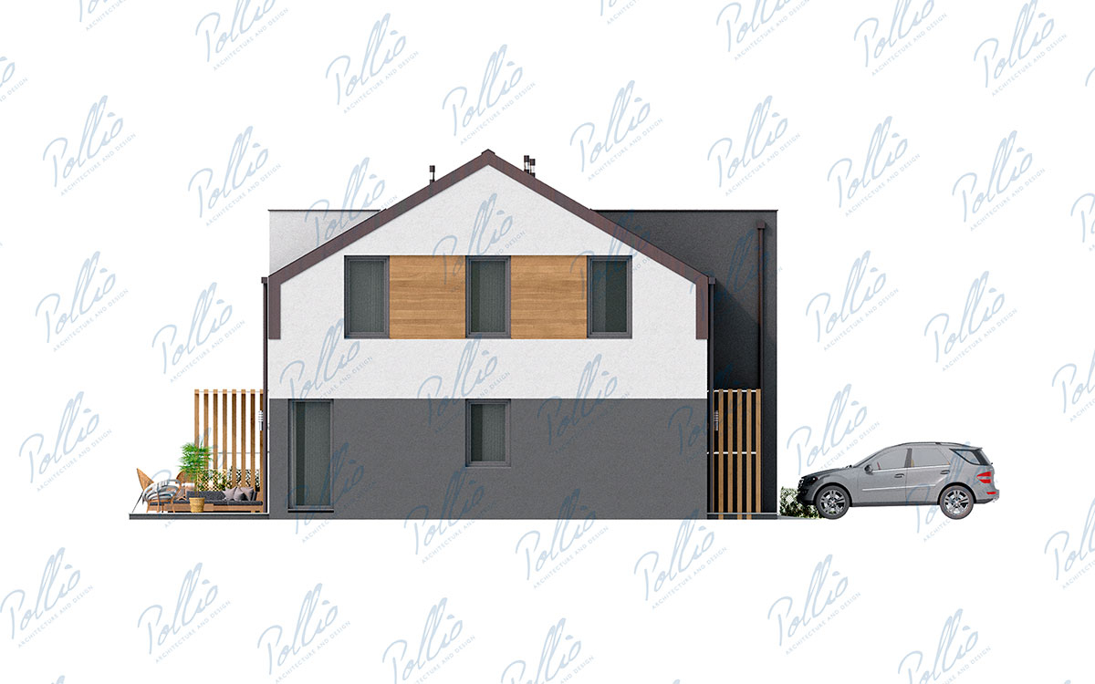 Xb5 - Проект двухэтажного дуплекса 17 х 11 из каркаса с мансардой, гаражом и 4 спальнями / 9