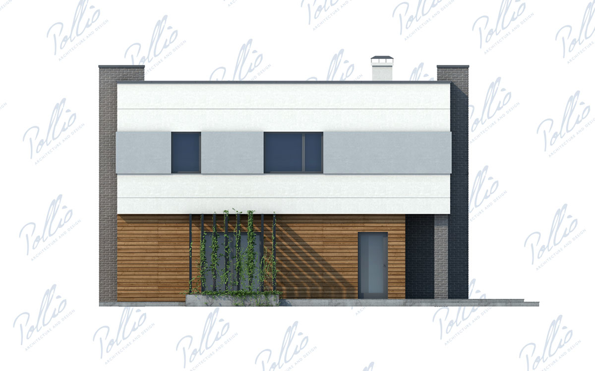 X5 - Проект двухэтажного дома 12 х 14 в стиле хай-тек из газобетона с гаражом и зимним садом / 6