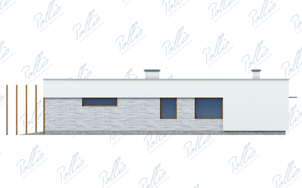 X7 - Проект одноэтажного дома 17 х 18 из газобетона с гаражом и плоской крышей / 6