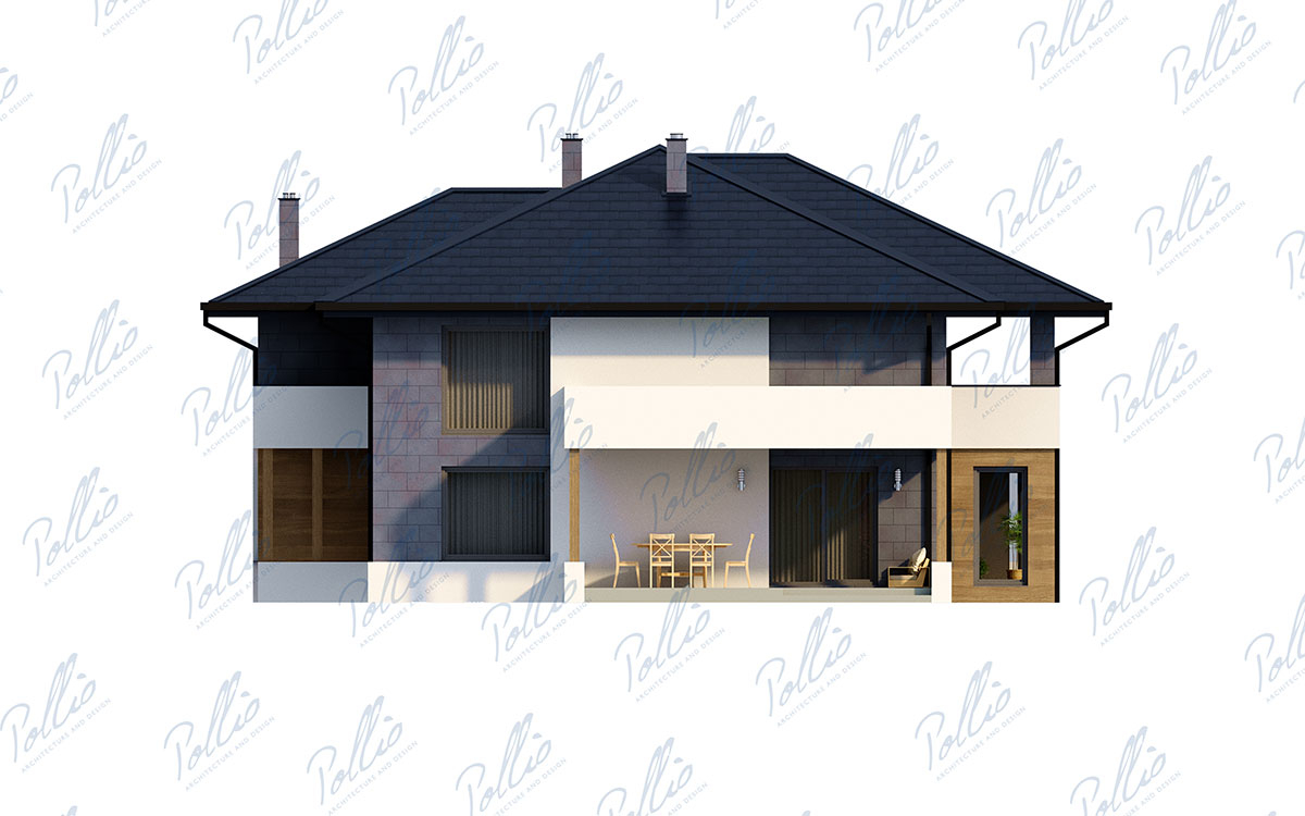 X31 - Проект двухэтажного дома 17 х 14 из кирпича с камином и зимним садом / 4