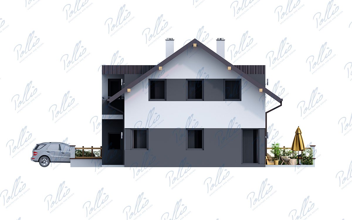 Xb4 - Проект двухэтажного дуплекса 16 х 11 из каркаса с гаражом под одной крышей и 4 спальнями / 14