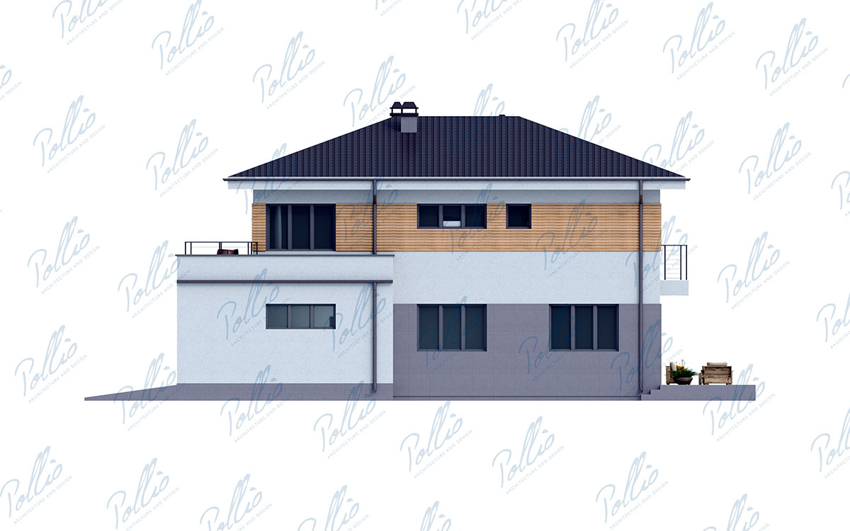 X38 - Проект двухэтажного дома 15 х 10 из газобетона с гаражом, 3 спальнями и террасой / 4