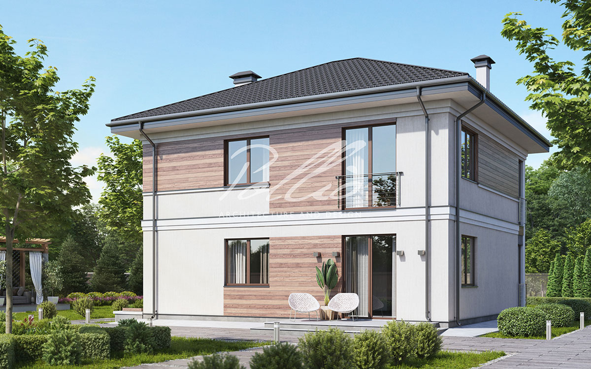 X30 - Проект двухэтажного дома 11 х 11 из газобетона с 4 спальнями и террасой / 2