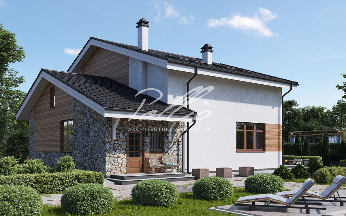 X42 - Проект двухэтажного дома 13 х 12 из газобетона с мансардой, 5 спальнями и террасой / 2