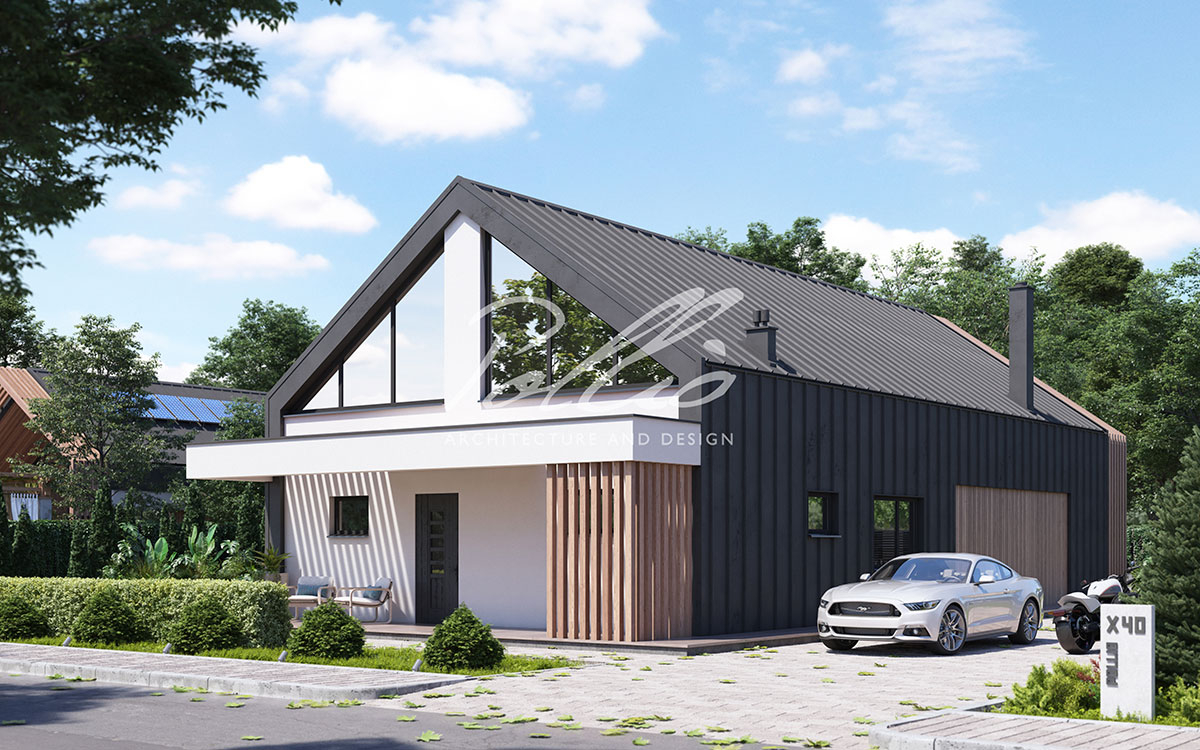 X40 - Проект двухэтажного дома барнхаус 9 х 15 из газобетона со вторым светом и 4 спальнями / 2